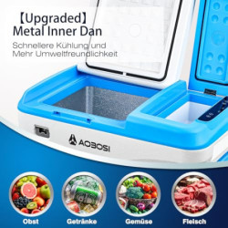 AAOBOSI Kompressor Kühlbox 38L，Auto Kühlbox 20°C bis -20°C, Elektrische Kühlbox mit APP Steuerung, 12/24V DC &100-240V AC Küh