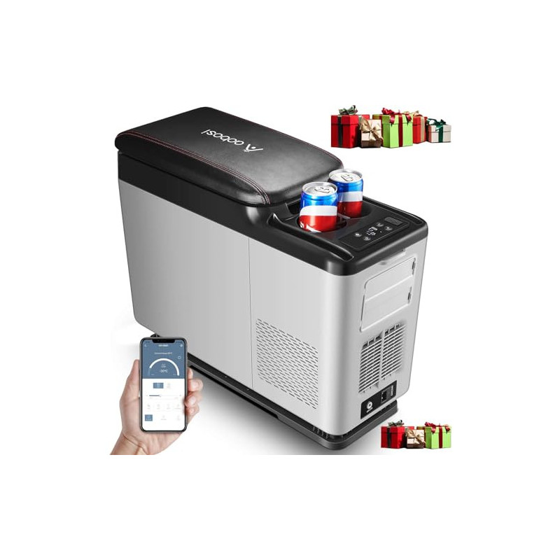 AAOBOSI Kompressor Kühlbox, Kühlbox Auto 15 Liter  -15℃~20℃ , APP-Steuerung, Kühlbox Elektrisch 12/24V für Auto, Lkw, Boot, R