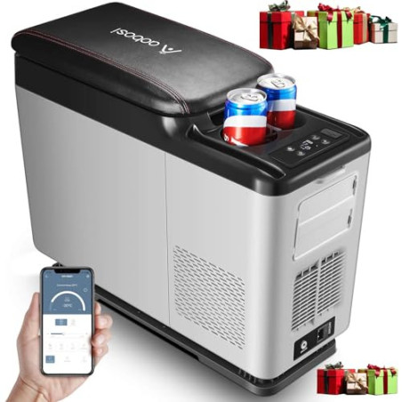 AAOBOSI Kompressor Kühlbox, Kühlbox Auto 15 Liter  -15℃~20℃ , APP-Steuerung, Kühlbox Elektrisch 12/24V für Auto, Lkw, Boot, R