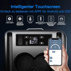 AAOBOSI Kompressor Kühlbox, Kühlbox Auto 15 Liter  -15℃~20℃ , APP-Steuerung, Kühlbox Elektrisch 12/24V für Auto, Lkw, Boot, R
