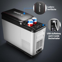 AAOBOSI Kompressor Kühlbox, Kühlbox Auto 15 Liter  -15℃~20℃ , APP-Steuerung, Kühlbox Elektrisch 12/24V für Auto, Lkw, Boot, R