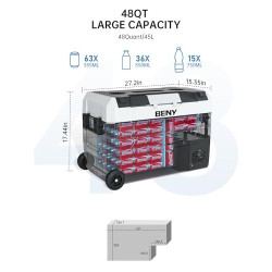 BENY Kompressor Kühlbox 45L 12/24V Auto Kühlschrank Dual Zone Elektrische Kühlbox mit App Control Gefrierschrank -20℃ bis 20℃