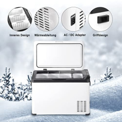 WOLTU Kompressor Kühlbox Auto 30L, 12V 230V Elektrische Camping Kühlbox mit Gefrierfach, Dual Zone Kühlschrank, Kühltruhe Aut