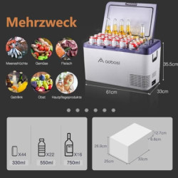 AAOBOSI Kompressor Kühlbox 25 Liter, Kühlbox 12V 230V, kühlbox elektrisch für Getränke und Essen, 12/24V Kühlbox für Auto, Lk