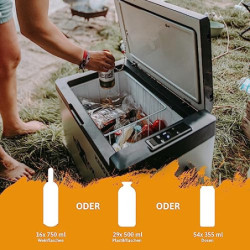 CROSS TOOLS elektrische Kühlbox - Kompressor Gefrierbox 37 Liter  Kühlleistung bis -20° C, Für Camping, Auto, Van, Boote, tra