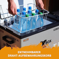 CROSS TOOLS elektrische Kühlbox - Kompressor Gefrierbox 37 Liter  Kühlleistung bis -20° C, Für Camping, Auto, Van, Boote, tra