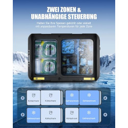DARTMOOR Kühlbox Auto Camping Kompressor Kühlbox Elektrisch 12/24V 230V Auto Kühlschrank Zwei-Zonen-Temperaturregelung Reisek