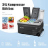 AAOBOSI Kompressor Kühlbox 34L, Dual Zone Kühlbox Kompressor 12/24V und 230V, Kühlbox Elektrisch bis -22℃ für Garagen, Auto, 