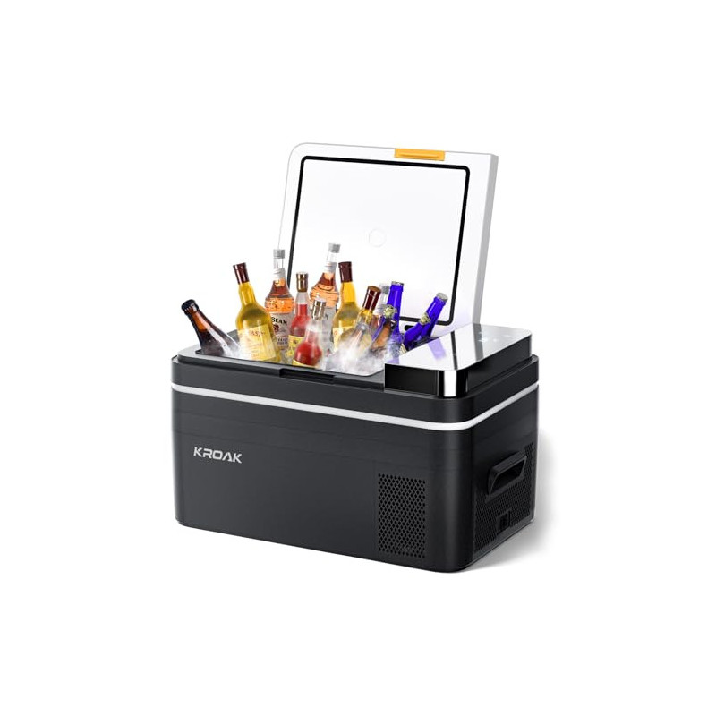KROAK 28L Kompressor Kühlbox, 12/24 V/230 V Elektrische Gefrierbox Mit Großem Display, -20℃~20℃ Mini Kühlschrank für Auto, Lk KROAK 28L Kompressor Kühlbox, 12/24 V/230 V Elektrische Gefrierbox Mit Großem Display, -20℃~20℃ Mini Kühlschrank für Auto, Lk