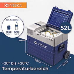 Kompressor Kühlbox elektrisch, Gefriertruhe mit APP-Steuerung, USB-Anschluss, 12/24V, 230V, Räder, transportabler Kühlschrank
