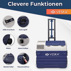 Kompressor Kühlbox elektrisch, Gefriertruhe mit APP-Steuerung, USB-Anschluss, 12/24V, 230V, Räder, transportabler Kühlschrank