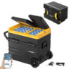 BougeRV CRD Kompressor Kühlbox mit Akku, 55L Kühlbox Auto Doppeltür Doppelzone 12V 24V 230V mit Tragbare Powerstation 173Wh  