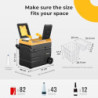 BougeRV CRD Kompressor Kühlbox mit Akku, 55L Kühlbox Auto Doppeltür Doppelzone 12V 24V 230V mit Tragbare Powerstation 173Wh  