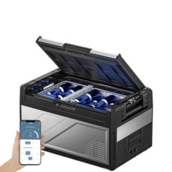 BougeRV Rocky 39L Kompressor Kühlbox Auto mit Gefrierfach Metallgehäuse APP-Steuerung, Abnehmbare Trennwand, Zweizonen-Temper