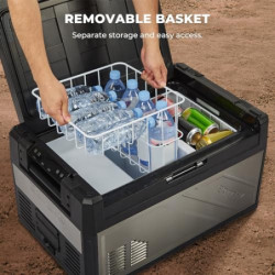 BougeRV Rocky 39L Kompressor Kühlbox Auto mit Gefrierfach Metallgehäuse APP-Steuerung, Abnehmbare Trennwand, Zweizonen-Temper