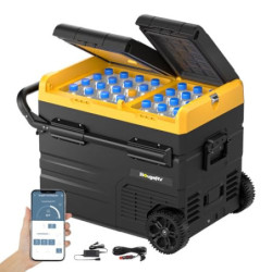 BougeRV Kompressor Kühlbox CRD 45L 12V/24V 230V Doppeltür Doppelzone, Auto Kühlbox Tragbarer Auto Kühlschrank Elektrisch mit 