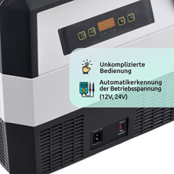 Prime Tech Kompressor-Kühlbox Eco-Line 25/30 Liter, bis -22 Grad, 12/24/230 V für Steckdose, Auto, LKW, PKW, Boot, Reisemobil