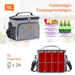 Lifewit Isolierte Kühltasche, Wiederverwendbare Lunchtasche, Tragbare Kühlbox, weiche Tragetasche, auslaufsicher, mit verstel