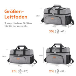 Lifewit 23L große Kühltasche für 27/32/48 Dosen, isolierte Lunch-Tasche, leichte, tragbare Kühltasche, doppellagig für Pickni