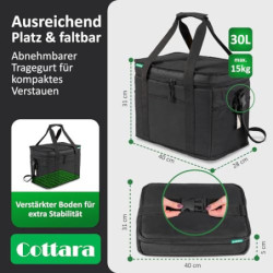 Cottara® Faltbare Kühltasche Gross 30l, auslaufsicher und +12h Kühlung– Kühltasche faltbar groß zum Einkaufen & Picknick – Id