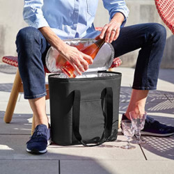 reisenthel thermoshopper in Schwarz – Kühltasche für den Einkauf oder das Picknick mit 2 Trageriemen – Aus wasserabweisendem 