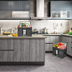 Yalin Große isolierte Kühltasche mit Reißverschluss, wiederverwendbare Einkaufstasche, hält Lebensmittel warm oder kalt, falt