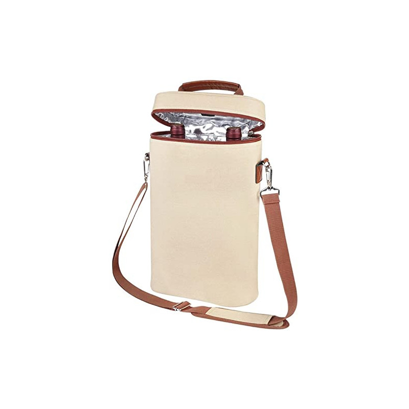 INTIRILIFE Getränkekühler Kühltasche Weinkühler in Beige - Braun - 21 x 9.7 x 35.6 cm - Isolierter Flaschen Kühler Tasche für