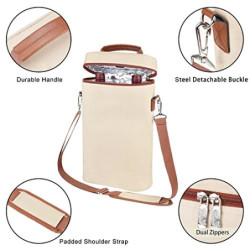 INTIRILIFE Getränkekühler Kühltasche Weinkühler in Beige - Braun - 21 x 9.7 x 35.6 cm - Isolierter Flaschen Kühler Tasche für