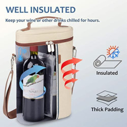 INTIRILIFE Getränkekühler Kühltasche Weinkühler in Beige - Braun - 21 x 9.7 x 35.6 cm - Isolierter Flaschen Kühler Tasche für