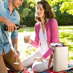 INTIRILIFE Getränkekühler Kühltasche Weinkühler in Beige - Braun - 21 x 9.7 x 35.6 cm - Isolierter Flaschen Kühler Tasche für