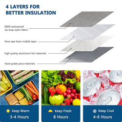 LARGERED Kühltasche Klein,8L Kühltasche Faltbar,Classic Isoliertasche Picknicktasche,Leichte Tragbare Lunchtasche,Doppellagig