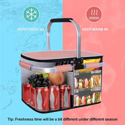 LIQINGG 35L wasserdichte Kühltasche Einkaufskorb Große isolierte Kühlkorb Lunchtasche Thermotasche für Büro Camping Picknick 