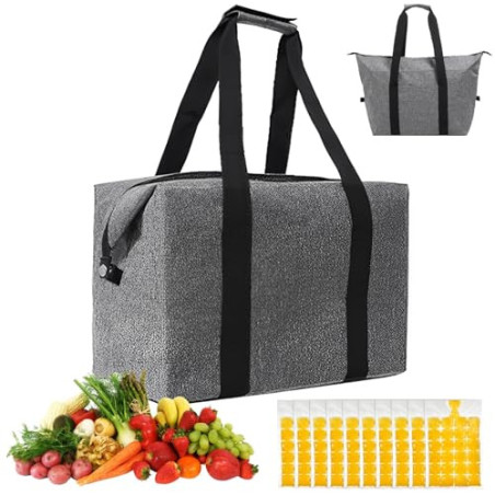 CAREDGO Kühltasche Faltbar 20L Picknicktasche Grau Campingtasche Eistasche Picknick Thermotasche Kühltasche Isoliertasche Tra