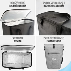 MIVELO - Kühltasche Fahrrad - Einsatz für Fahrradtaschen Gepäckträger - Einkaufstasche faltbar - Picknick Zubehör - Tragetasc