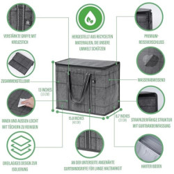 VENO 29 Liter Einkaufstasche Wiederverwendbare Faltbar Kühltasche, Harter Boden Einkaufskorb, Groß Picknickkorb Robuste Lunch