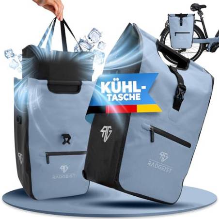 RADGEIST Fahrradtasche für Gepäckträger I Gepäckträgertasche Shopper mit herausnehmbarer Kühltasche I Fahrrad Einkaufstasche 