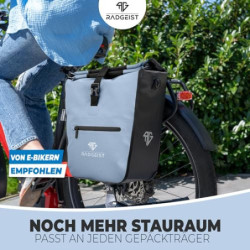 RADGEIST Fahrradtasche für Gepäckträger I Gepäckträgertasche Shopper mit herausnehmbarer Kühltasche I Fahrrad Einkaufstasche 