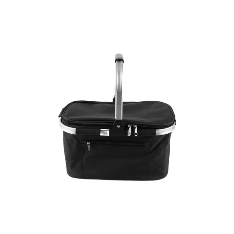 VIDETOL Einkaufskorb Faltbar, 33L Kühltasche Picknickkorb Gross, Schwarze Kühlkorb mit Deckel und Aluminiumgriff für Einkaufe