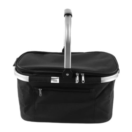 VIDETOL Einkaufskorb Faltbar, 33L Kühltasche Picknickkorb Gross, Schwarze Kühlkorb mit Deckel und Aluminiumgriff für Einkaufe