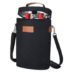 Kato Tirrinia Kühltasche für 2 Flaschen- Flaschenträger für Wein & Bier, gepolsterte 2 weinkühltasche mit isoliert,Griff & Sc