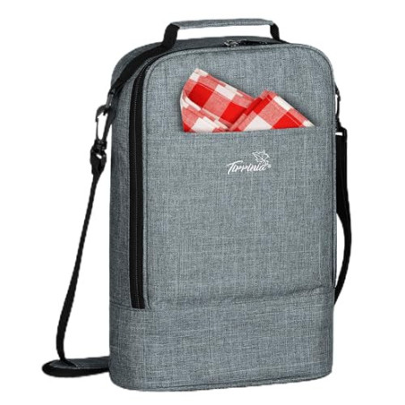 Kato Tirrinia Insulated Kühltasche - 2 Flaschentasche Träger für Wein & Bier, Wein Becher Glas Kühler Träger mit isoliert,Gri