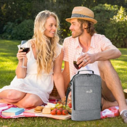 Kato Tirrinia Insulated Kühltasche - 2 Flaschentasche Träger für Wein & Bier, Wein Becher Glas Kühler Träger mit isoliert,Gri