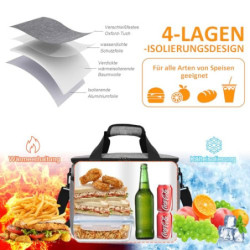 CALIYO Kühltasche,Lunchtasche, Kühltasche Faltbar für Männer Frauen Isolierte Tasche mit Reißverschluss für Arbeit,Schule und