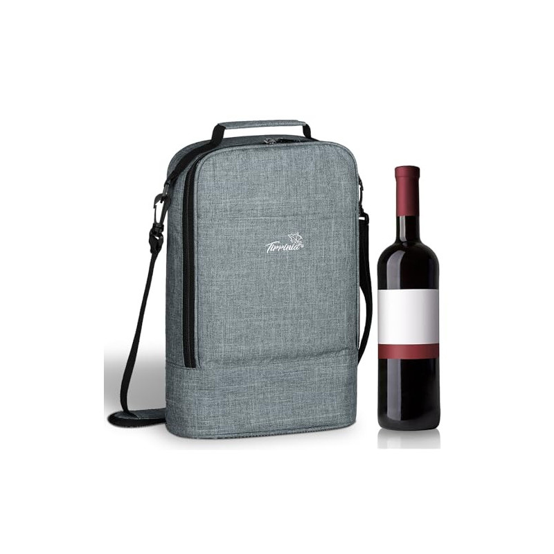 Kato Tirrinia Eisbeutel für 2 Flaschen, isolierter Weinbeutel, tragbarer Weinbeutel mit Glasriemen, Riemen, Weinglas, Eisbeut