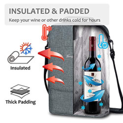 Kato Tirrinia Eisbeutel für 2 Flaschen, isolierter Weinbeutel, tragbarer Weinbeutel mit Glasriemen, Riemen, Weinglas, Eisbeut