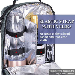 Kato Tirrinia Eisbeutel für 2 Flaschen, isolierter Weinbeutel, tragbarer Weinbeutel mit Glasriemen, Riemen, Weinglas, Eisbeut