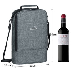 Kato Tirrinia Eisbeutel für 2 Flaschen, isolierter Weinbeutel, tragbarer Weinbeutel mit Glasriemen, Riemen, Weinglas, Eisbeut