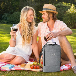 Kato Tirrinia Eisbeutel für 2 Flaschen, isolierter Weinbeutel, tragbarer Weinbeutel mit Glasriemen, Riemen, Weinglas, Eisbeut