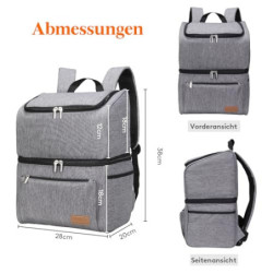 Lifewit 21L, isolierter Kühltasche, Thermo Lunchtasche, Kühlrucksack, auslaufsichere Doppeldecker-Kühltasche für Männer, Frau