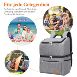 Lifewit 21L, isolierter Kühltasche, Thermo Lunchtasche, Kühlrucksack, auslaufsichere Doppeldecker-Kühltasche für Männer, Frau